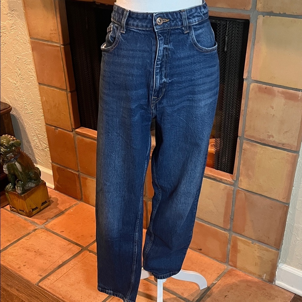 Zara Crop High Rise Straight Leg Jeans, size 12